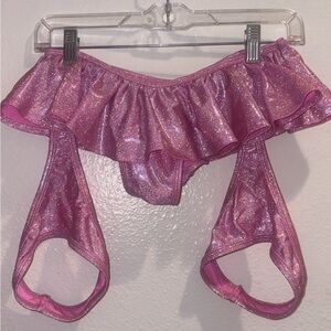 Shimmery Pink Metallic Ruffle Skirt - Festival
